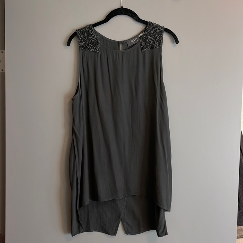 ASTR deep green beaded long tank